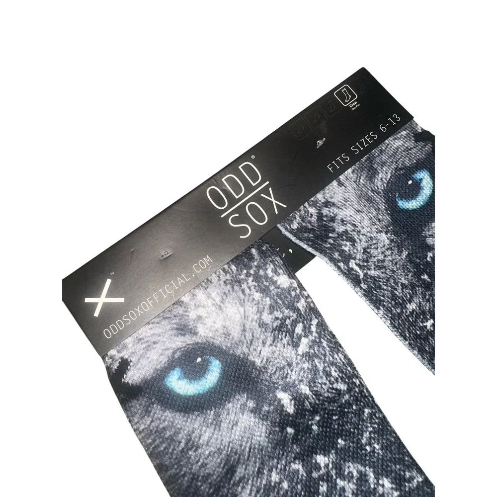 NWT Odd Sox Wolf Graphic Crew Socks Blue Eyes Nature‎ Wildlife Mens 6-13